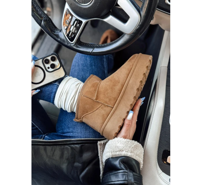 Dámské sněhule na platformě camel BRINETTO FashionStreet ZY0549