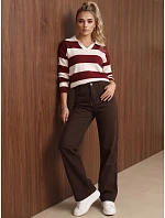 Jeansy damskie wide leg z wysokim stanem brązowe FashionStreet UY3230 Jeansy damskie wide leg z wysokim stanem brązowe FashionStreet UY3230