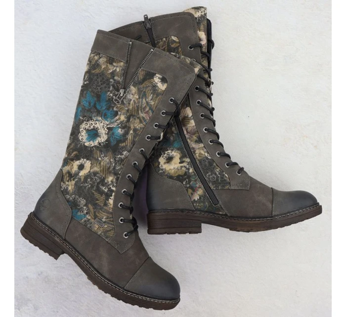 Dámské nepromokavé šněrovací boty šedé model 21905850 - Rieker Dámské nepromokavé šněrovací boty šedé model 21905850 - Rieker