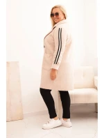 Dámský kabát Plus Size z s kapsami béžový model 21297082 - K-Fashion Dámský kabát Plus Size z s kapsami béžový model 21297082 - K-Fashion