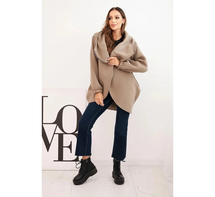 Dámská zateplená mikina s kapucí a asymetrickým zipem fango