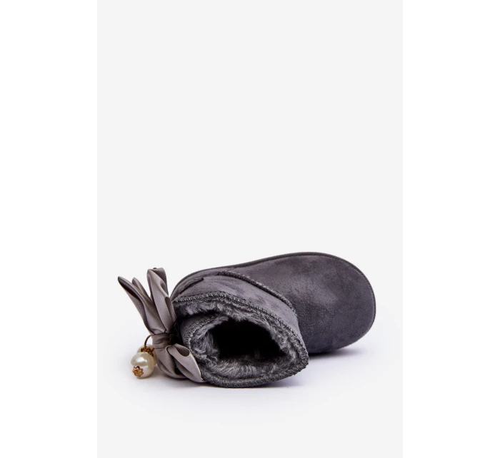 Dětské Teplé Sněhule S mašlí Šedé Snowis Dětské Teplé Sněhule S mašlí Šedé Snowis