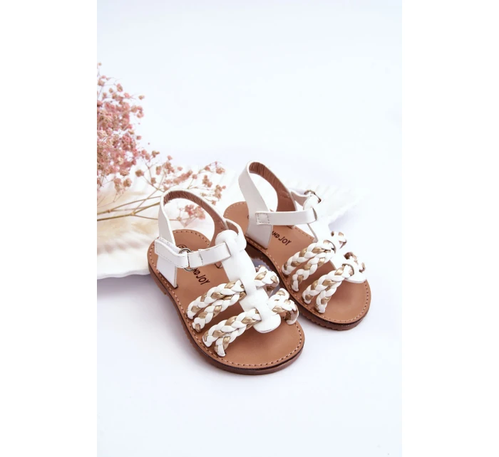 Dětské sandály na suchý zip s pruhy bile Sammy Dětské sandály na suchý zip s pruhy bile Sammy