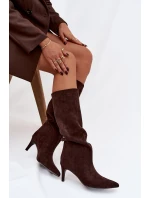 Dámské kozačky na s na Čokoládové model 21757560 - Boto