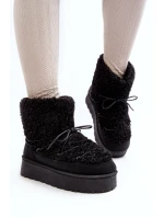 Dámské šněrovací boty do sněhu se silnou podrážkou, černé Loso Dámské šněrovací boty do sněhu se silnou podrážkou, černé Loso