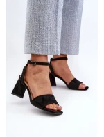 Dámské sandály na vysokém podpatku vyrobené z Eco Suede Black Upttima Dámské sandály na vysokém podpatku vyrobené z Eco Suede Black Upttima