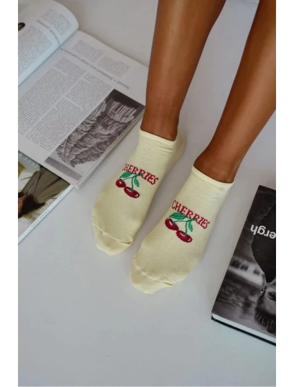 Dámské kotníkové ponožky CHERRIES – žluté Dámské kotníkové ponožky CHERRIES – žluté