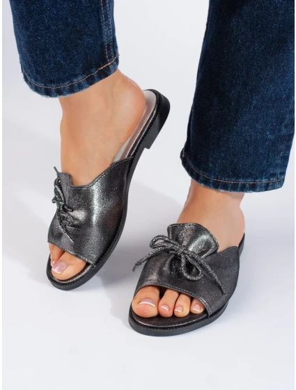 Moderní nazouváky dámské stříbrné bez podpatku Moderní nazouváky dámské stříbrné bez podpatku