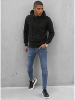 Pánská mikina s kapucí černá FashionStreet BX5429 Pánská mikina s kapucí černá FashionStreet BX5429