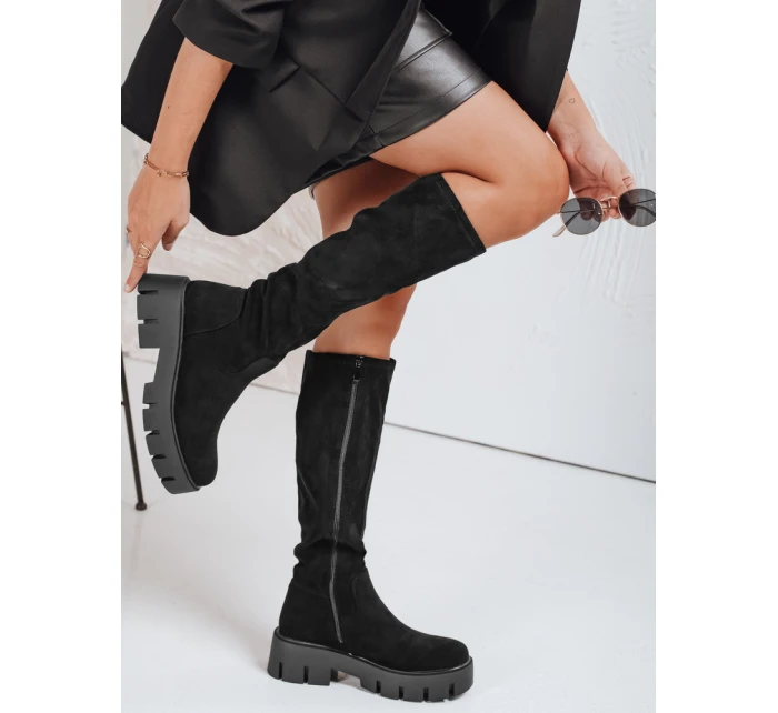 Dámské semišové boty na platformě černé FashionStreet ZY1103