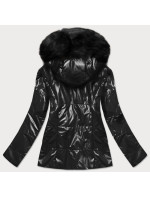 Lehká černá dámská zimní metalická bunda (721ART)