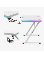 Herní stůl Hero model 21336043 White RGB - Huzaro Herní stůl Hero model 21336043 White RGB - Huzaro