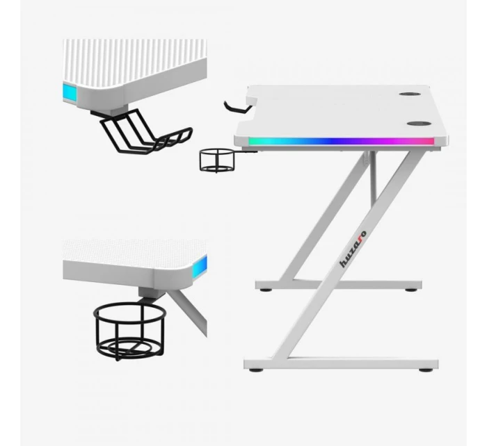 Herní stůl Hero model 21336043 White RGB - Huzaro Herní stůl Hero model 21336043 White RGB - Huzaro