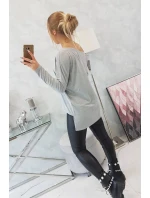 Halenka s potiskem a delšími zády šedá