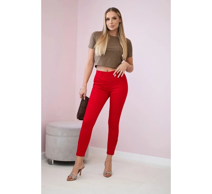 Kalhoty barevné džínové s mašlí červené