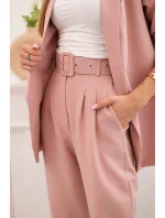 Elegantní souprava saka a kalhot pudrově růžová
