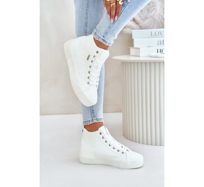 Zateplené Dámské Tenisky Se Švy Bílé Big Star OO274A479 Zateplené Dámské Tenisky Se Švy Bílé Big Star OO274A479