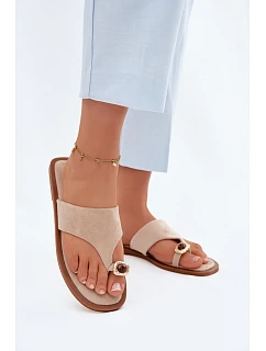 Dámské ploché žabky s ozdobným detailem Béžové Fedira