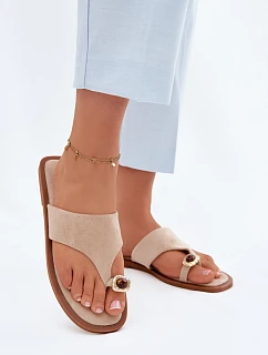 Dámské ploché žabky s ozdobným detailem Béžové model 22111272 - Boto