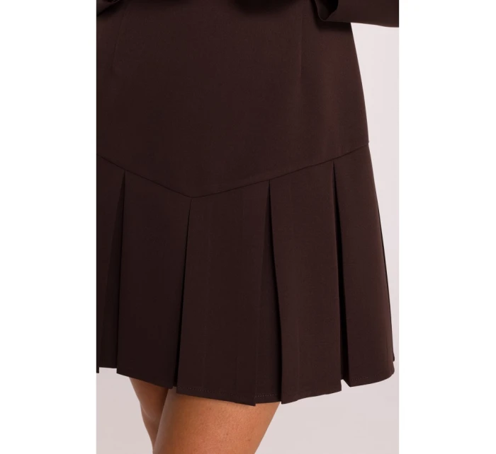 M872 Šaty s obrácenými záhyby - hnědé