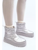 Stříbrné dámské sněhule Fionia na masivní platformě