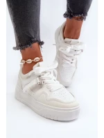 Dámské tenisky na platformě vyrobené z eko kůže, bílá moun Dámské tenisky na platformě vyrobené z eko kůže, bílá moun