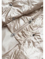 Dlouhá béžová dámská bunda s opaskem (AG1-J9090)