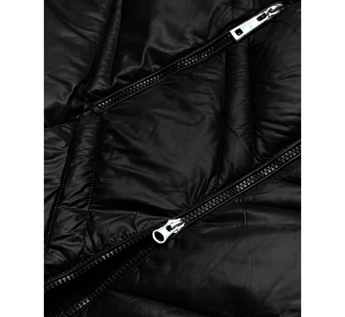 Černá dámská bunda s kapucí pro přechodné období (H-97-1)