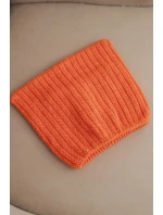 Dámská zimní čepice s vlnou v kočičím střihu z žebrované pleteniny K419 oranžová Dámská zimní čepice s vlnou v kočičím střihu z žebrované pleteniny K419 oranžová