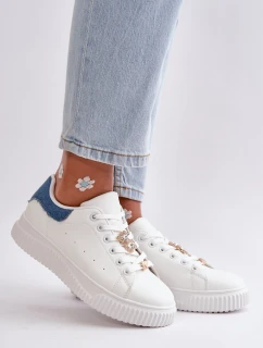 Nízké Tenisky Z Eko Kůže S Připevněnými Dekoracemi Bílá-Modrá Cillione