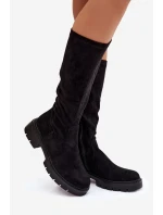 Dámské kozačky z eko semiše černé model 21821828 - Boto Dámské kozačky z eko semiše černé model 21821828 - Boto