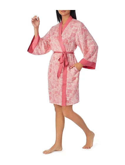 Dámský župan model 18854053 růžový s potiskem - DKNY