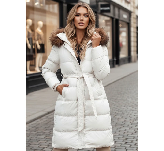 Dámská prošívaná zimní bunda s kožešinou STYLEBELLA bílá FashionStreet TY4610z