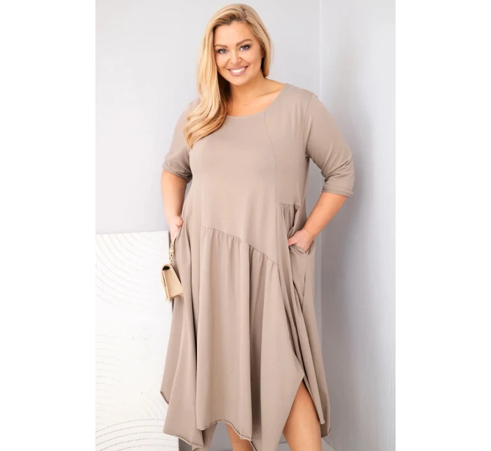 Dámská bavlněná sukýnka Plus Size s asymetrickým spodním lemem fango