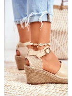 Sandály Na Pleteném Klínu Zlaté Maritta Sandály Na Pleteném Klínu Zlaté Maritta