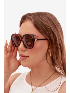 Dámské sluneční brýle s krystaly Hnědé