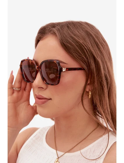 Dámské sluneční brýle s krystaly Hnědé