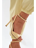 Dámské sandály na podpatku z imitace kůže Žluté Olissey