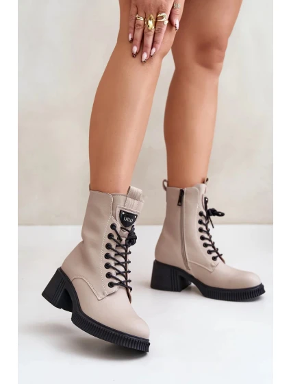 Zateplené Dámské Kotníkové Boty z Přírodní Kůže Vinceza Béžové