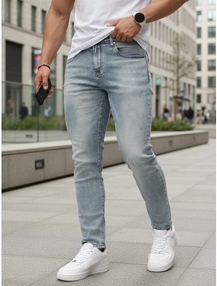 Pánské džíny slim fit fitted světle modré FashionStreet UX4489