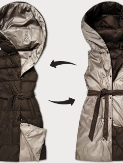 Čokoládovo-béžová oboustranná péřová vesta Minority (P3-6016-103+62)