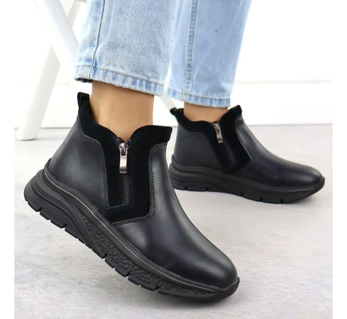 Dámské kožené zateplené boty na zip černé Filippo 7292 Dámské kožené zateplené boty na zip černé Filippo 7292