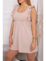 Šaty s volánky na bocích béžové