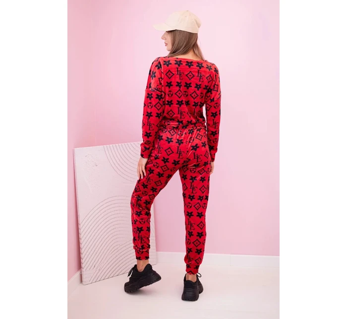 Dámská souprava z veluru s model 21149313 červený - K-Fashion Dámská souprava z veluru s model 21149313 červený - K-Fashion