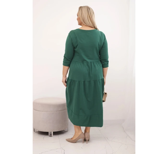 Dámská bavlněná sukni Plus Size s volány a ohrnutým rukávem zelená Dámská bavlněná sukni Plus Size s volány a ohrnutým rukávem zelená