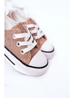 Dětské Brokátové Tenisky Růžové Zlato Bling-Bling Dětské Brokátové Tenisky Růžové Zlato Bling-Bling