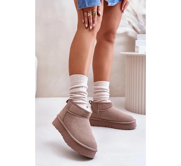 Moderní nízké zimní boty z semiše v khaki Nucca