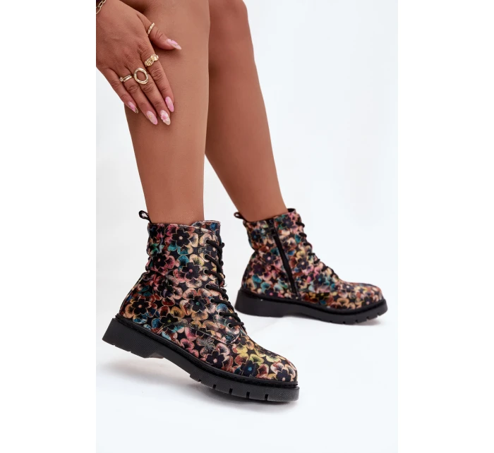 Dámské zimní kotníkové boty květinové Artiker 57C1050 multikolor