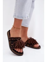 Dámské pantofle s třásněmi Černé model 21937740 - Boto