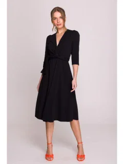 šaty s páskem černé model 20966330 - STYLOVE